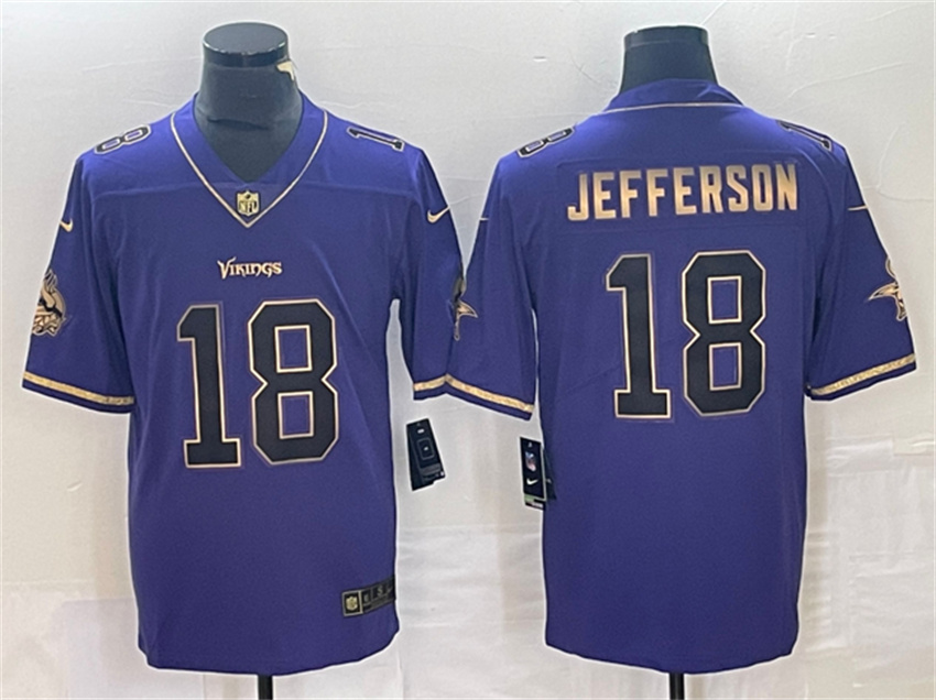 Men's Purple Gold Minnesota Vikings #18 Justin Jefferson Stitched Jersey